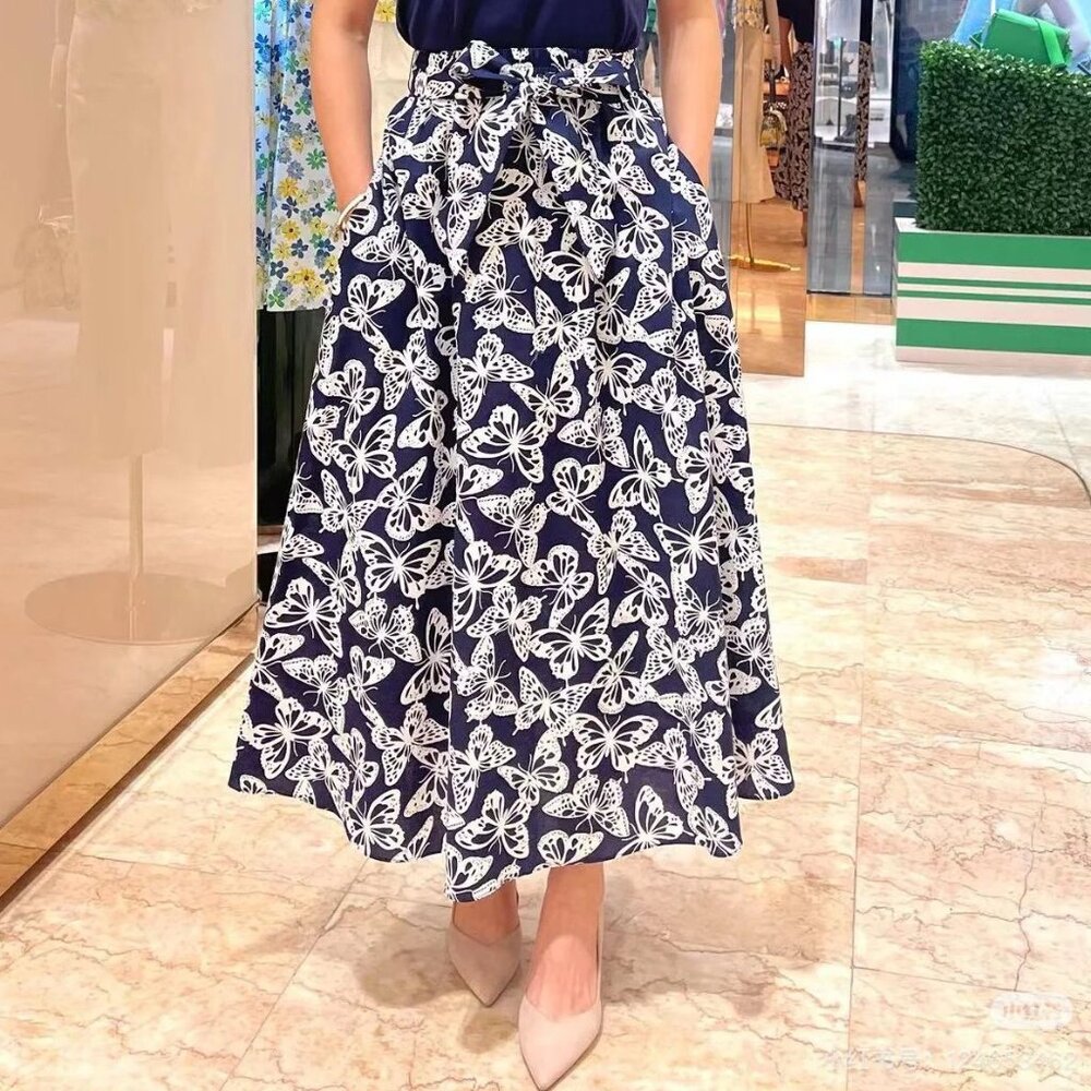 Kate spade butterfly floral elastic waist skirt size L